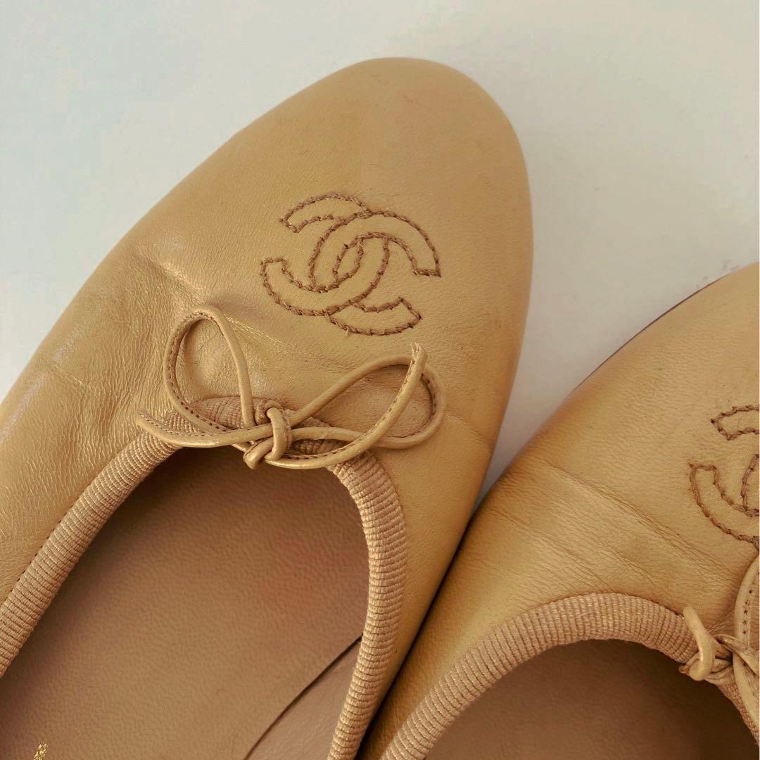 CHANEL フラットシューズ シャネル バレエシューズ ベージュ