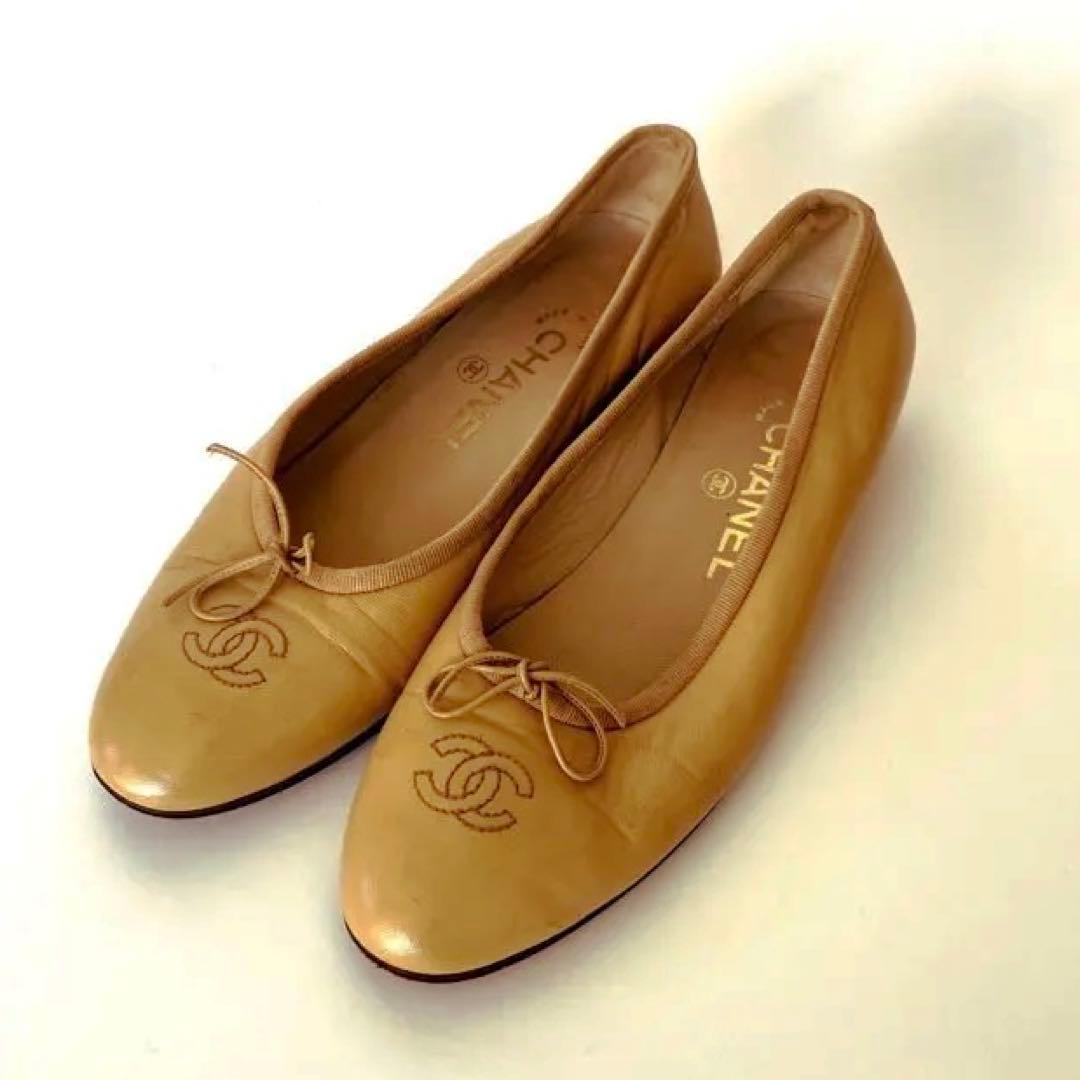 CHANEL フラットシューズ シャネル バレエシューズ ベージュ