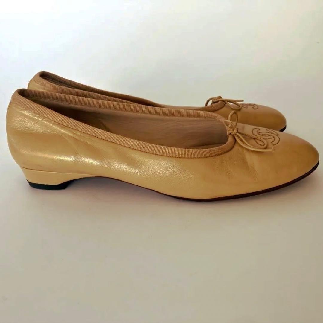 CHANEL フラットシューズ シャネル バレエシューズ ベージュ