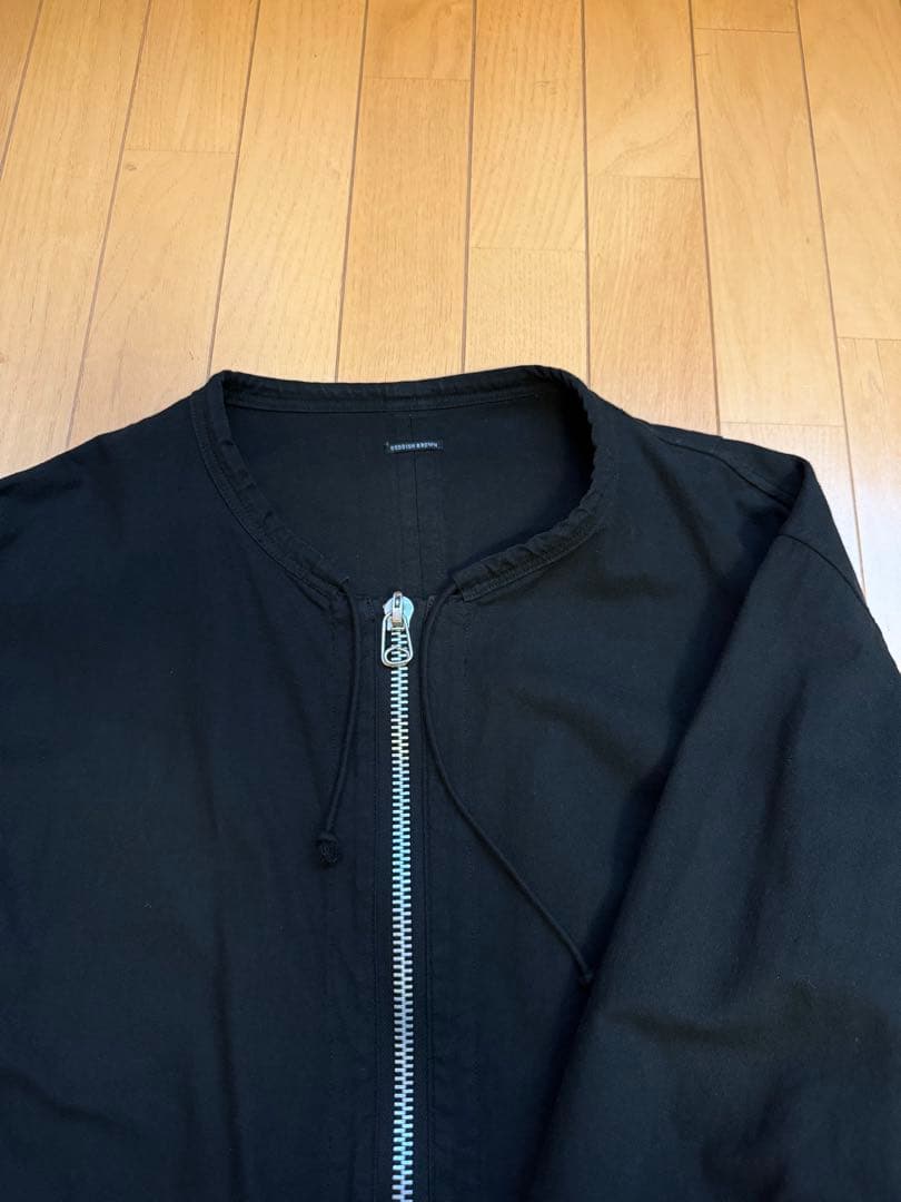 reddish brown ノーカラーコート　ジップアップ