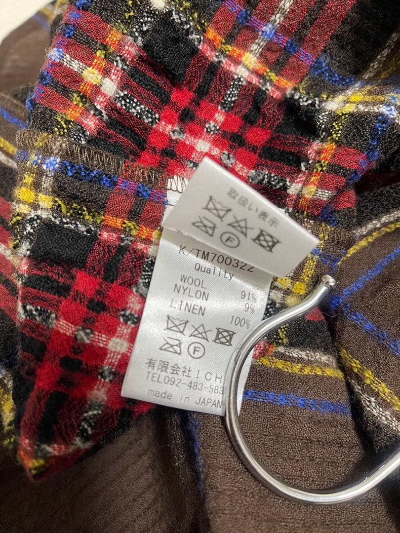 ICHI Antiquites ウールガーゼタータンチェックシャツワンピース