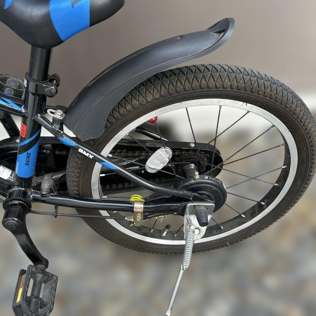 TRAVER 子供用自転車 黒/青 18インチ 補助輪あり