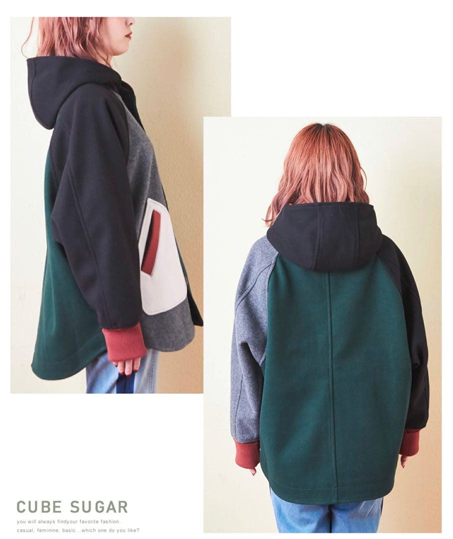 再値下げ　ウールフィール　ジャケット　黒　CUBESUGAR キューブシュガー