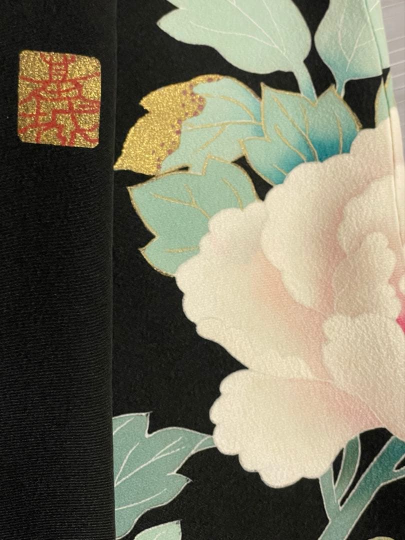 留袖ワンピース　3L/135　作家物/手描き/本金箔　アンブレラ袖　正絹