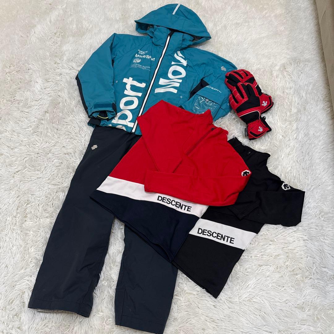 DESCENTE スキーウェア上下、インナー2枚、グローブセット 130サイズ