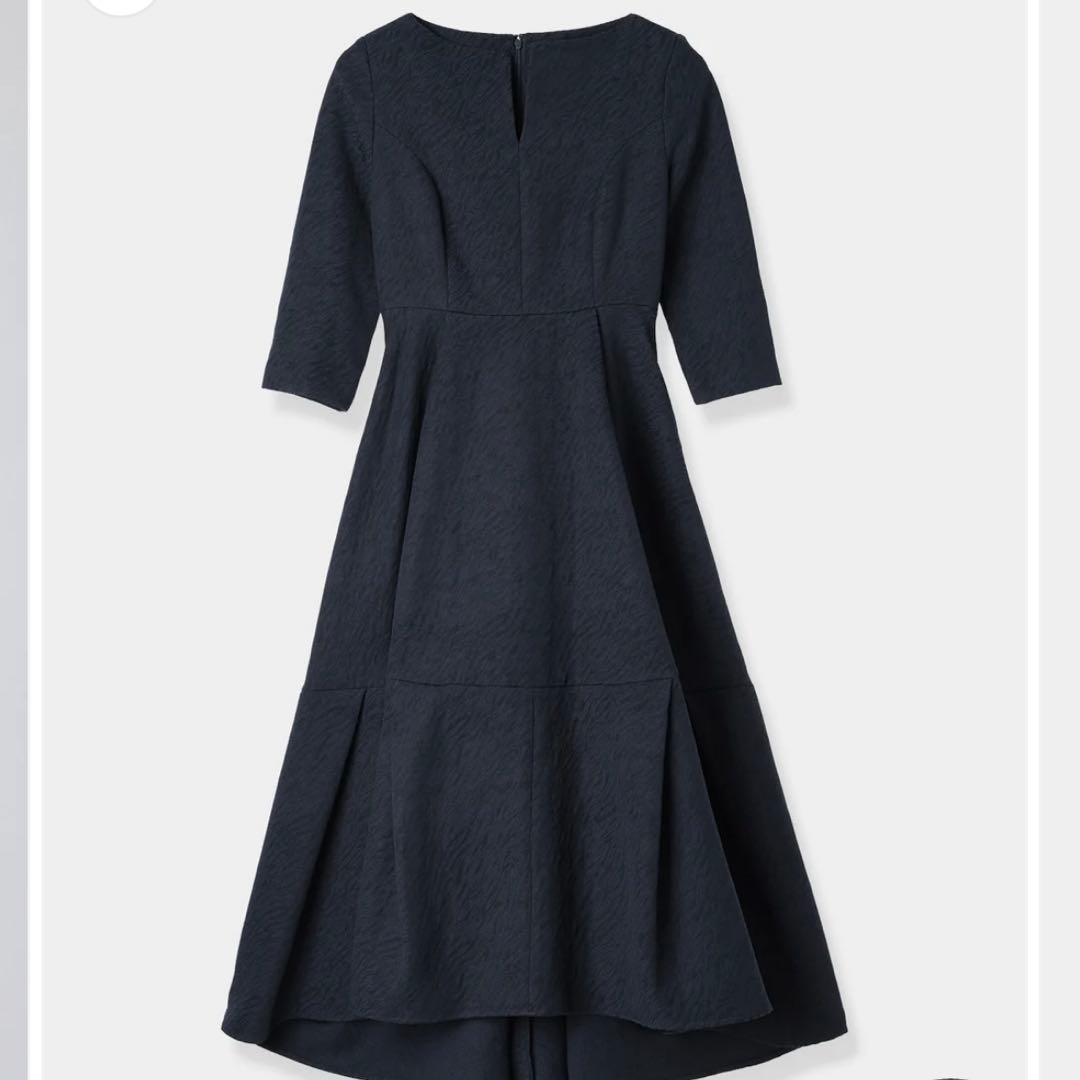 ローブブラン　新品　Keyneck Jacquard Dress M ネイビー