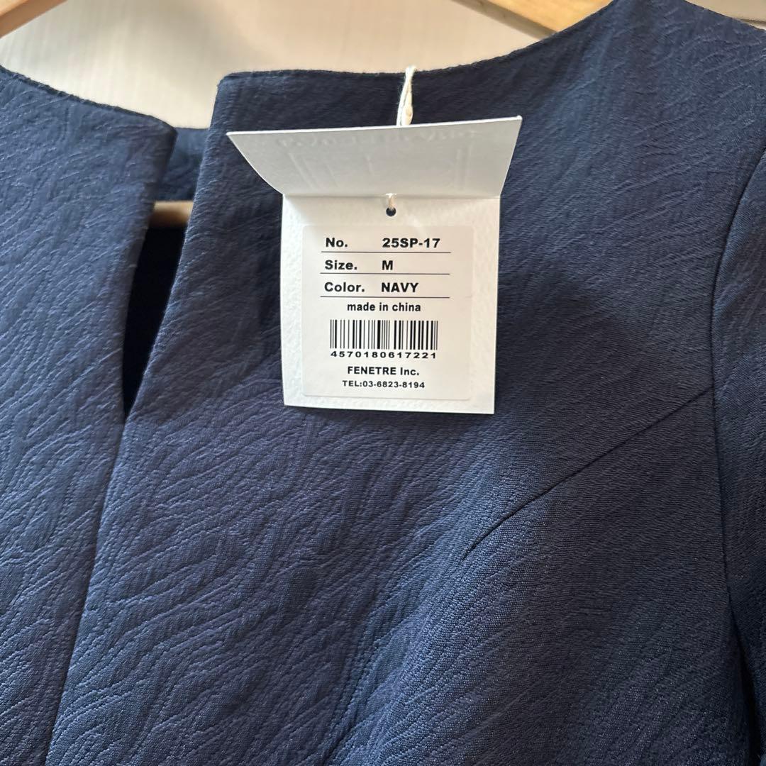 ローブブラン　新品　Keyneck Jacquard Dress M ネイビー
