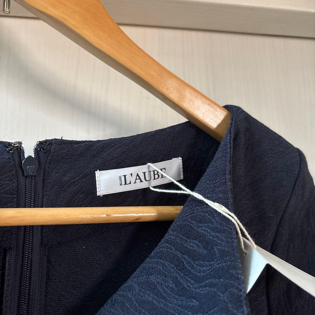 ローブブラン　新品　Keyneck Jacquard Dress M ネイビー