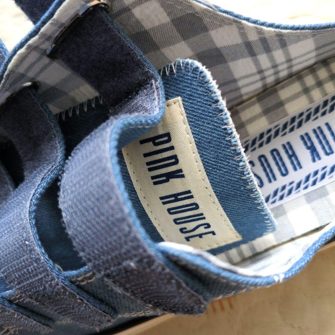 ま*ん様 新品 ピンクハウス♥ロゴ刺繍ベルクロミュールスニーカー／ミズイロ