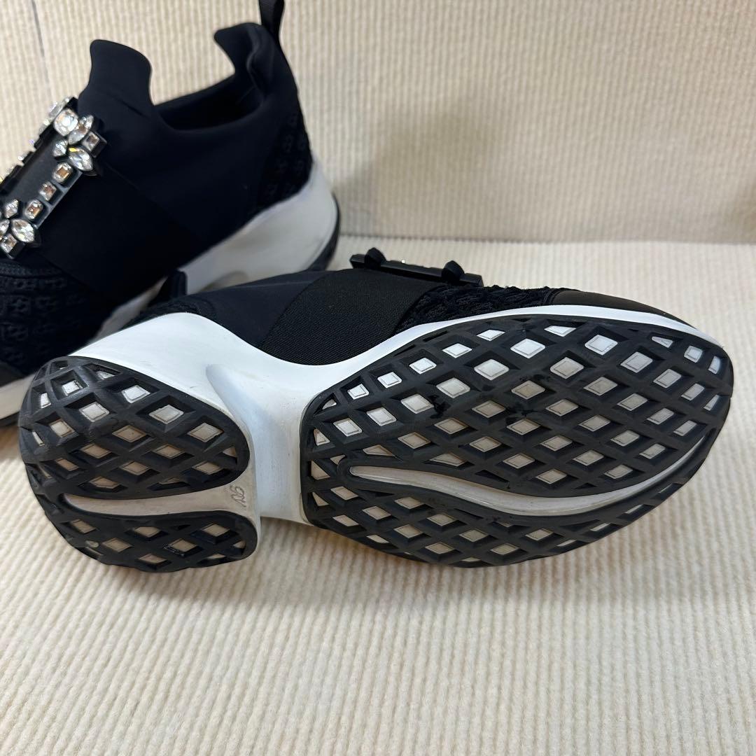 RV クリスタル装飾 スリッポンスニーカー 黒
