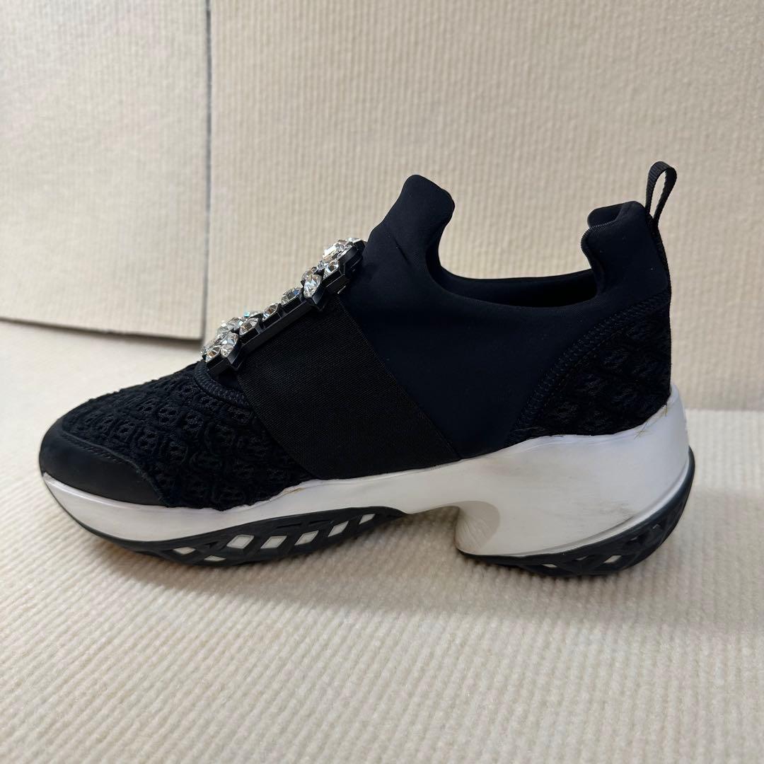 RV クリスタル装飾 スリッポンスニーカー 黒