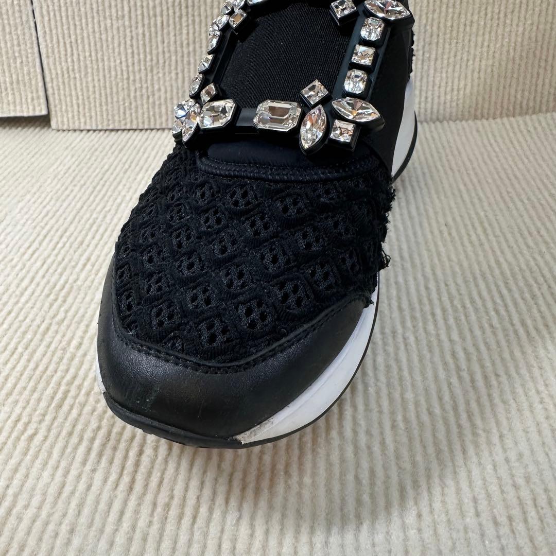 RV クリスタル装飾 スリッポンスニーカー 黒