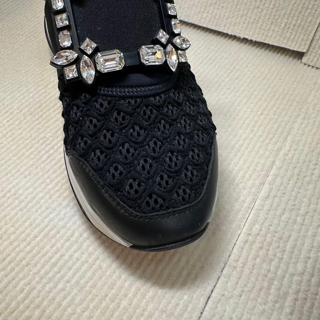 RV クリスタル装飾 スリッポンスニーカー 黒