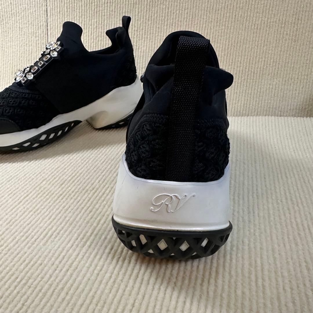 RV クリスタル装飾 スリッポンスニーカー 黒