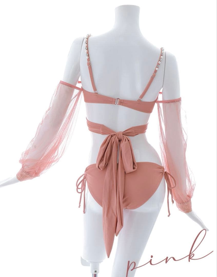 【ビキニ】【水着】ふんわりシアー長袖ビキニ 2点セット Suger