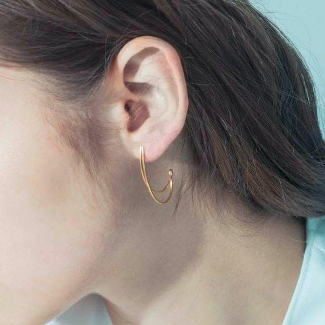 エテ K18YG ダブルライン フープ ピアス