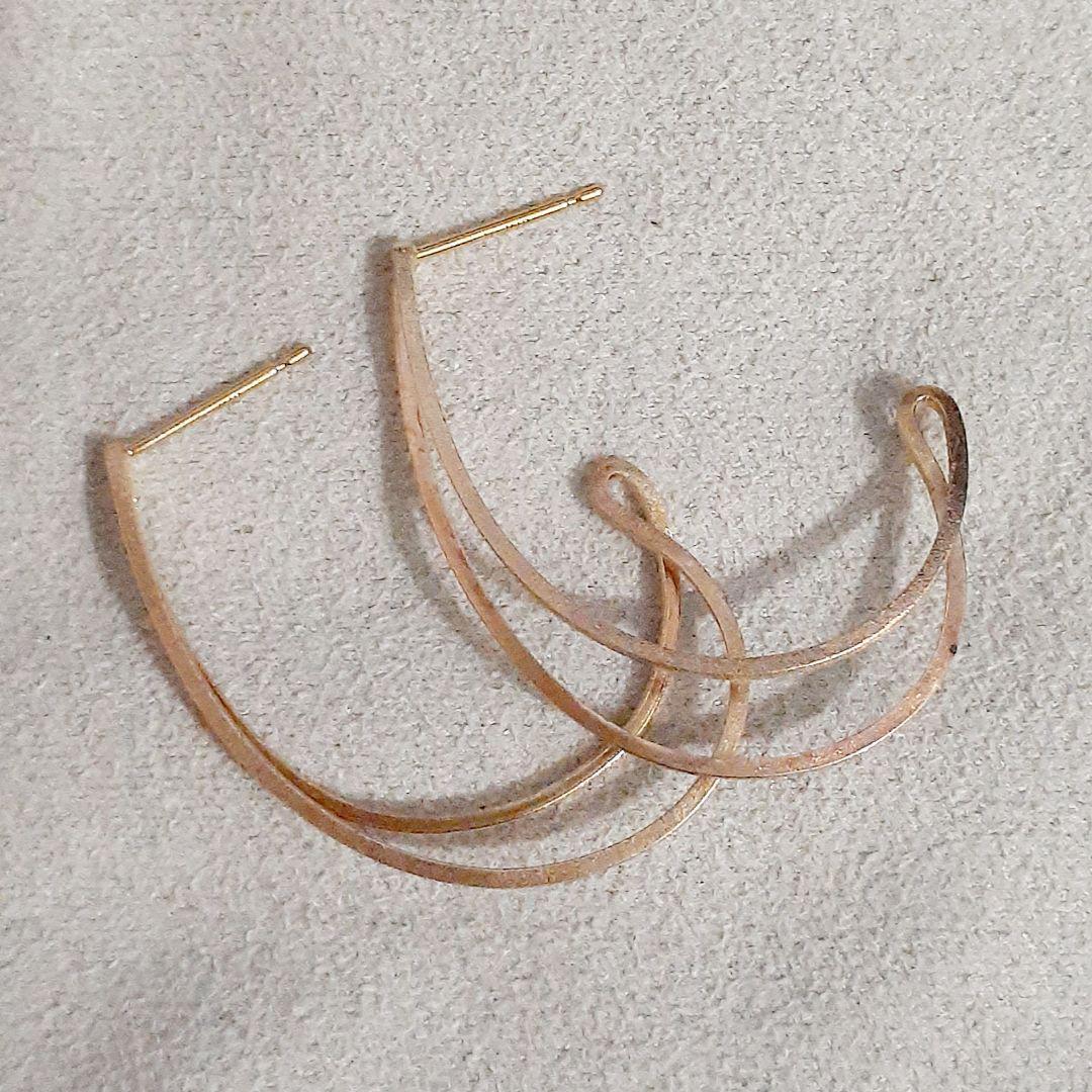 エテ K18YG ダブルライン フープ ピアス