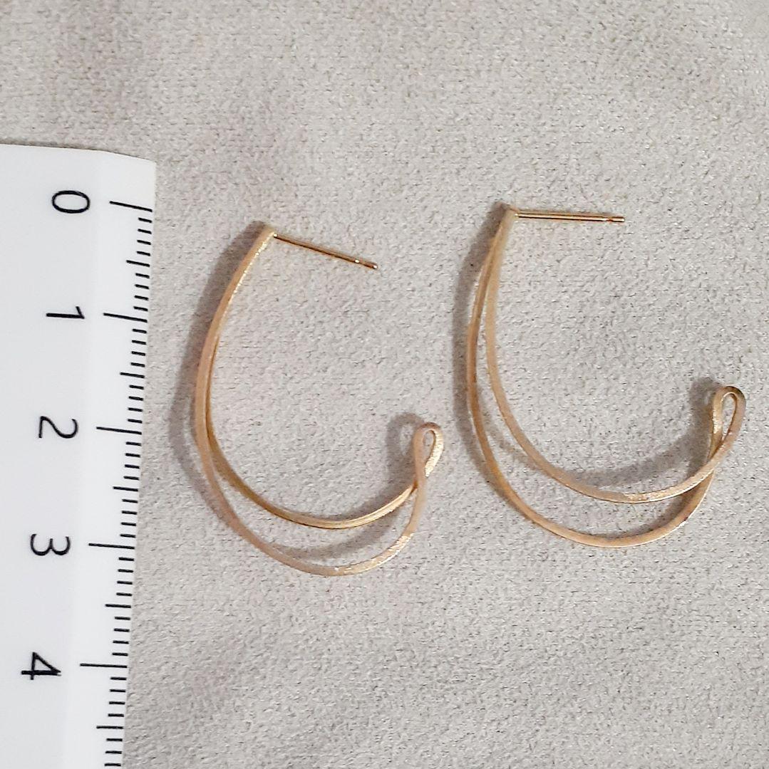 エテ K18YG ダブルライン フープ ピアス