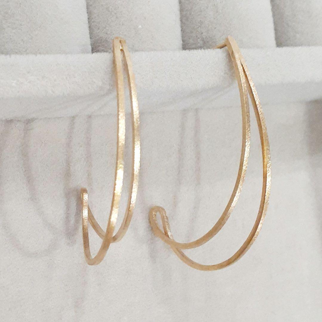 エテ K18YG ダブルライン フープ ピアス