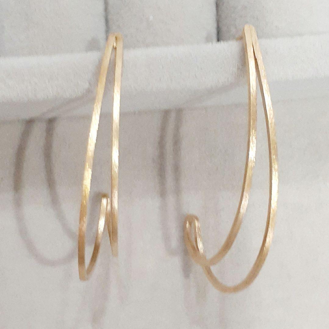 エテ K18YG ダブルライン フープ ピアス