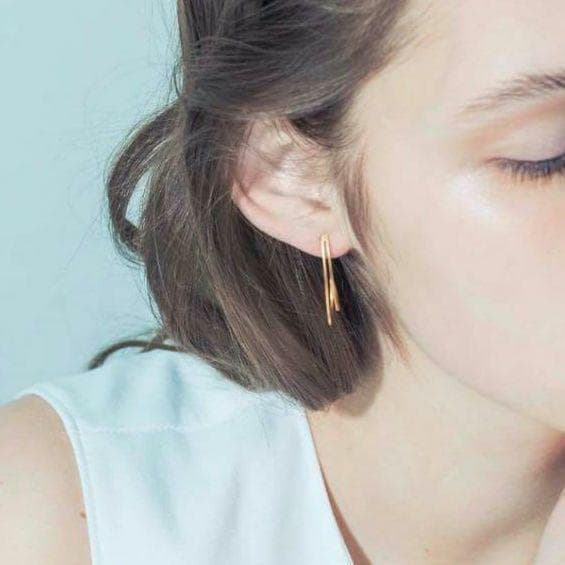 エテ K18YG ダブルライン フープ ピアス