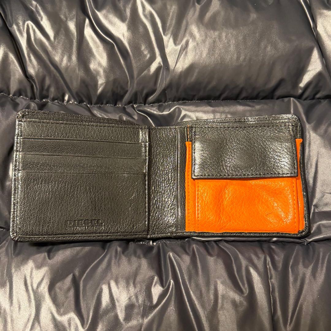 【美品】 DIESEL （ディーゼル） レザー（本革） 二つ折り財布 ブラック