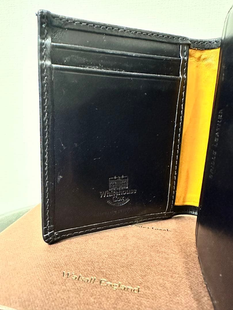[クリーナー付き]Whitehouse Cox 二つ折り財布 ネイビー/イエロー