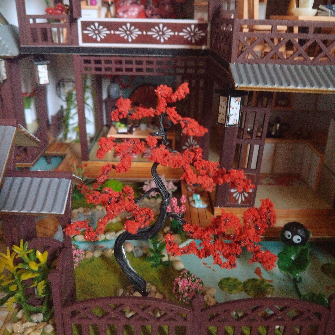 ドールハウス完成品【和風旅館】LEDライト、オルゴール、ケース、ミニフィギュア付