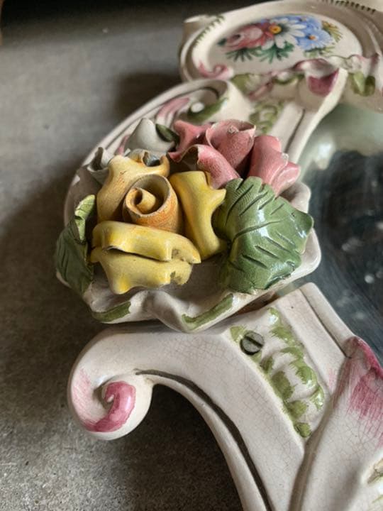 イタリア製　ロココ　白家具　鏡　ミラー　姿見　壁掛け式