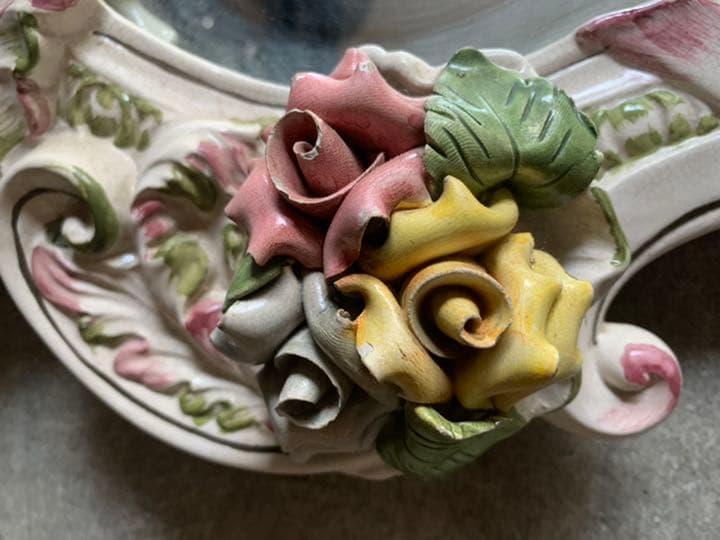 イタリア製　ロココ　白家具　鏡　ミラー　姿見　壁掛け式