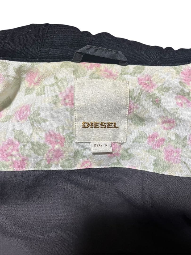 ディーゼル DIESEL n2b 希少 ファーダウンジャケット ブラック 花柄