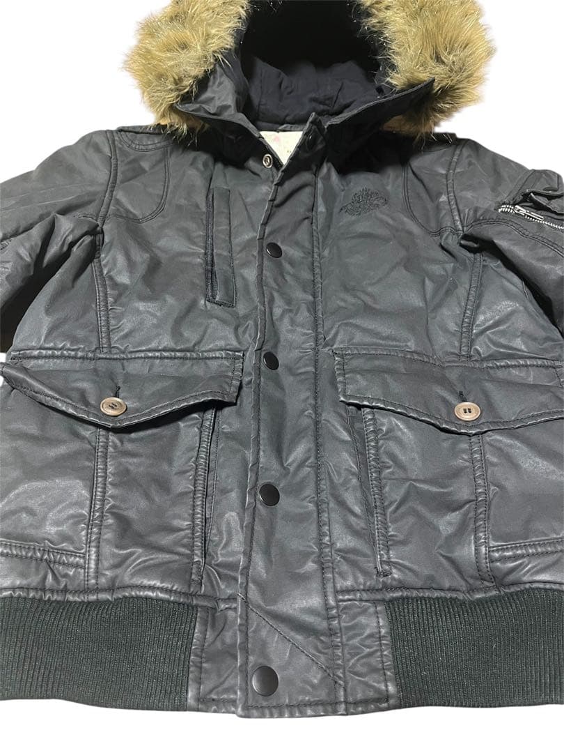 ディーゼル DIESEL n2b 希少 ファーダウンジャケット ブラック 花柄