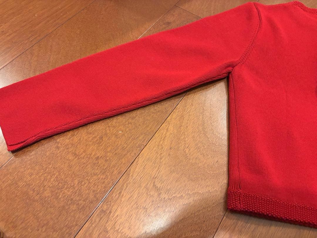 anuans オリジナルボタンノーカラーニットジャケット レッド