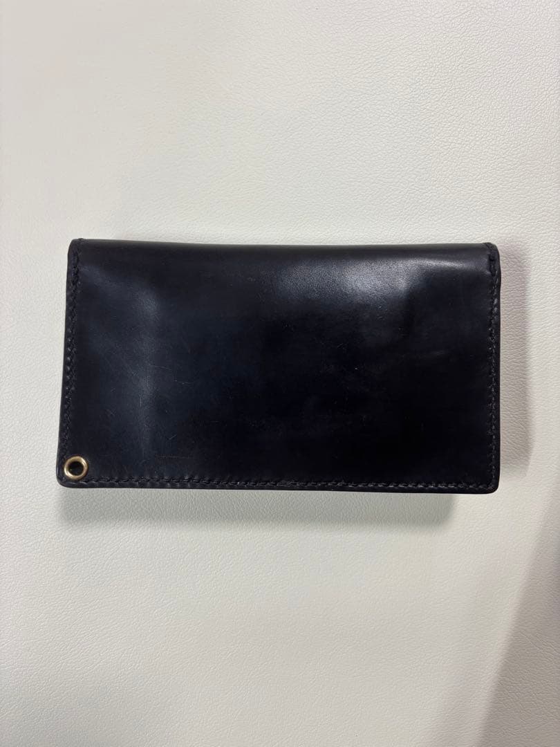 トラッカーウォレット　コードバン ゴールド42TALONジップ　ボタン留め　茶芯