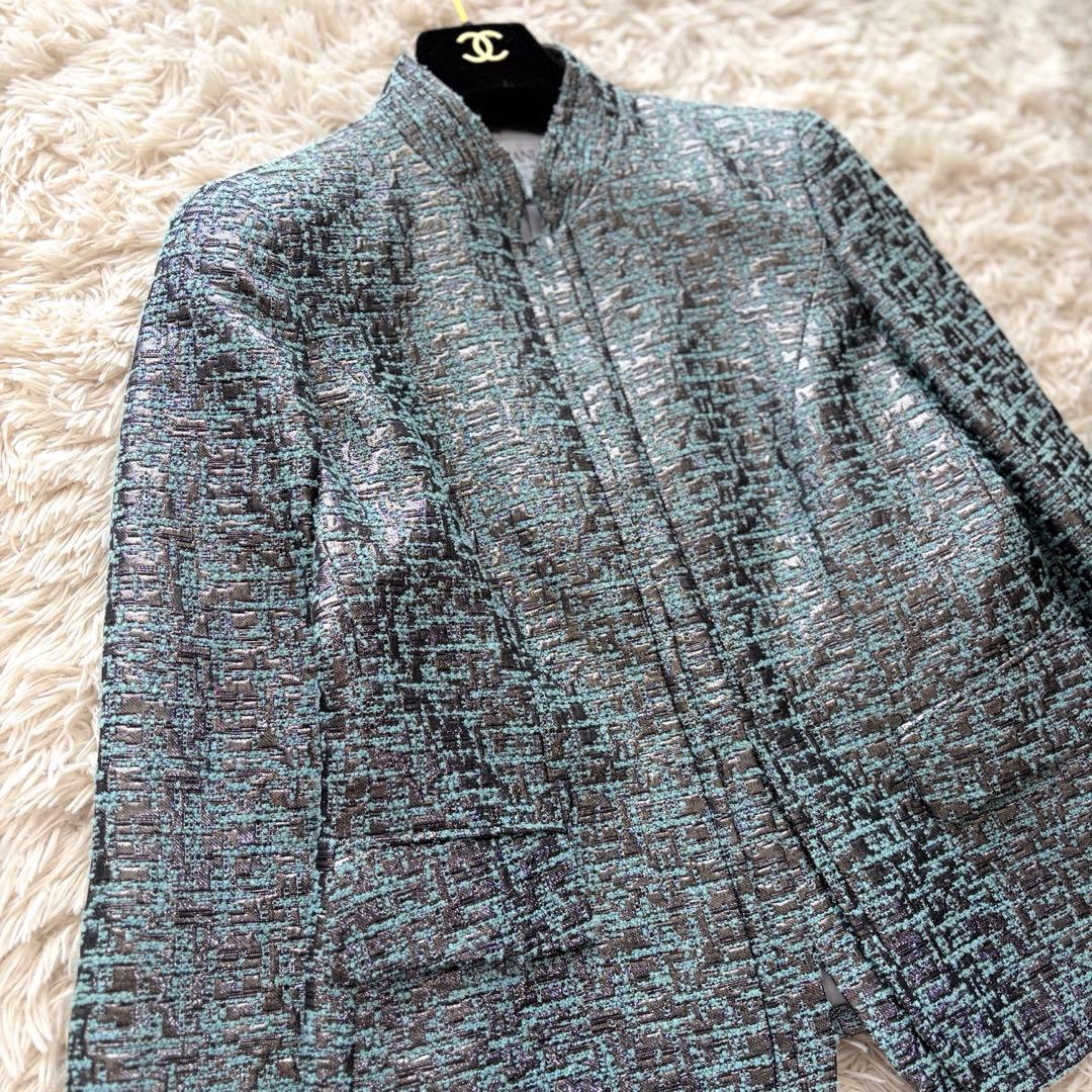 【極美品✨】アルマーニコレツォーニ ジャガードジャケット フォーマル42シルバー