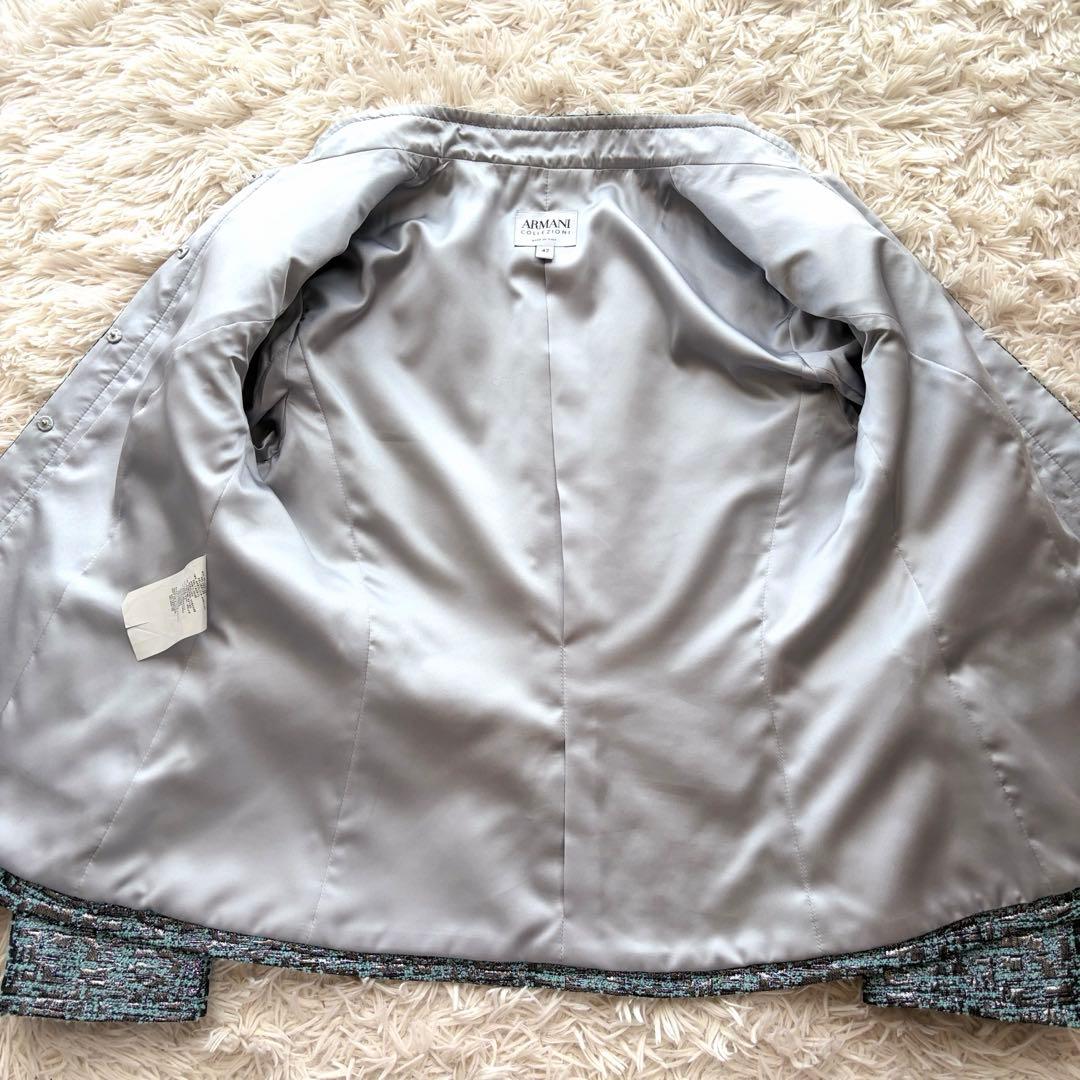 【極美品✨】アルマーニコレツォーニ ジャガードジャケット フォーマル42シルバー