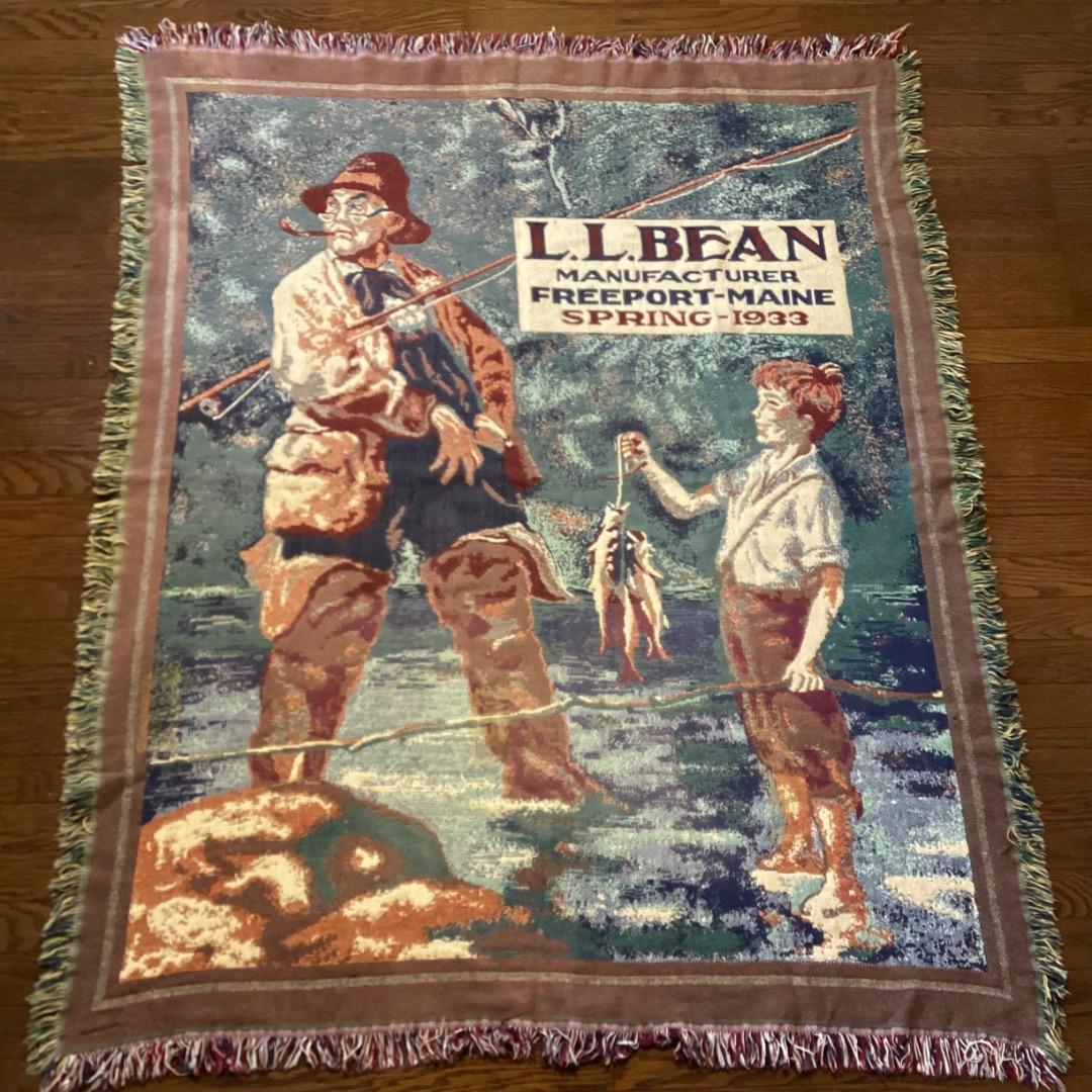 L.L.Bean　エルエルビーン　ビンテージ　ブランケット　ラグ　老人と少年