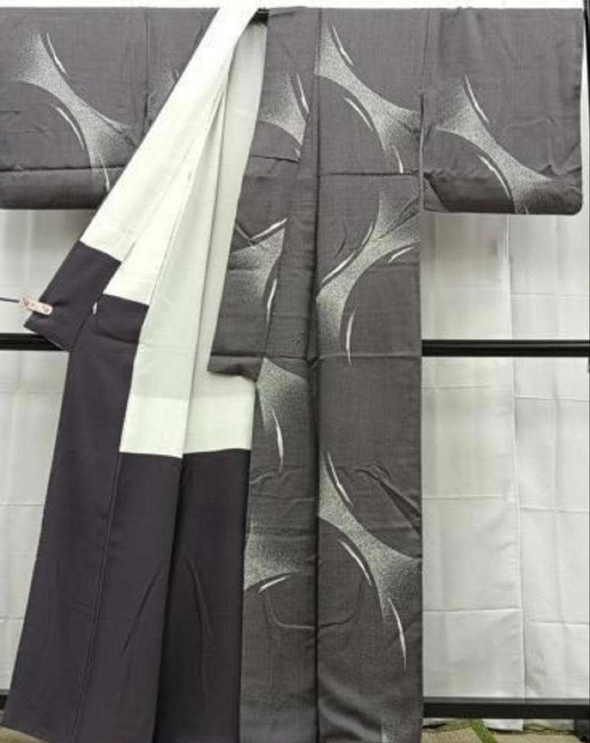 モデルサイズ小紋　霞文　たたき染め　正絹　六通柄袋帯　霞文　箔化省　引箔　丸洗い