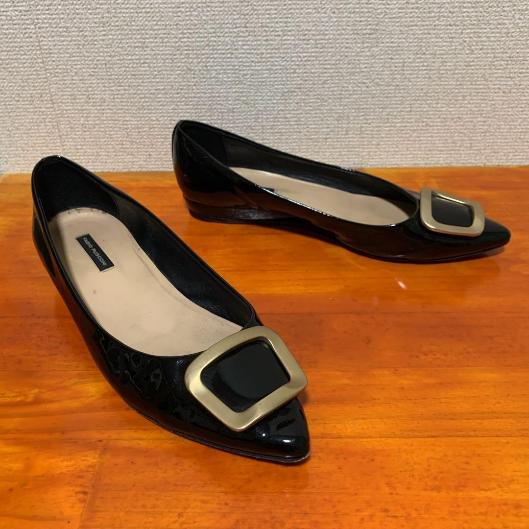 ファビオルスコーニ スクエアベルト エナメル フラットシューズ 25cm 39