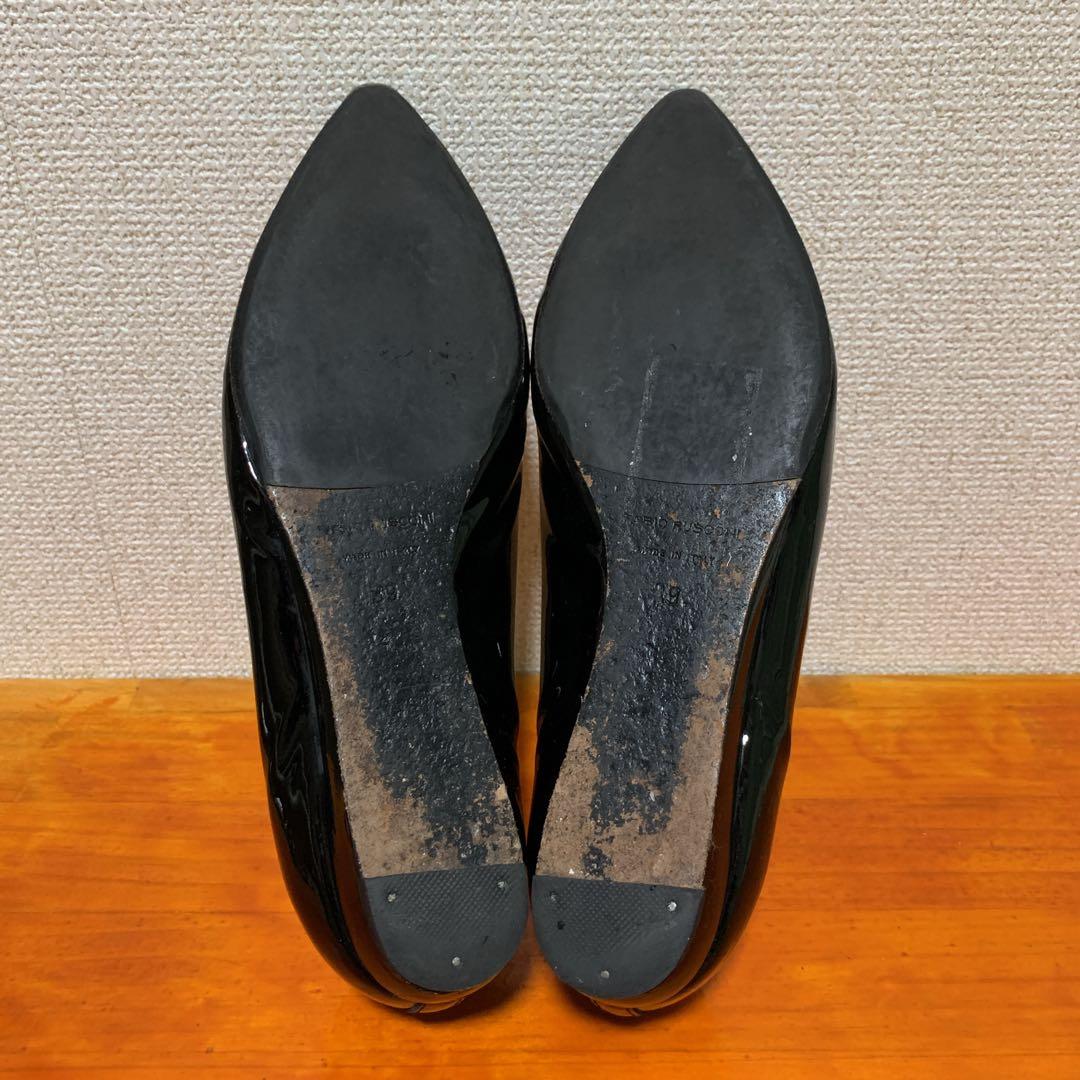ファビオルスコーニ スクエアベルト エナメル フラットシューズ 25cm 39