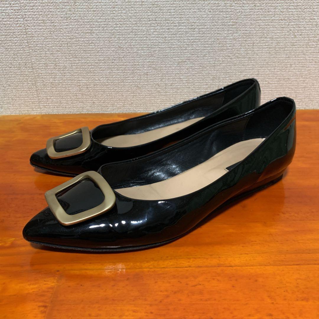 ファビオルスコーニ スクエアベルト エナメル フラットシューズ 25cm 39