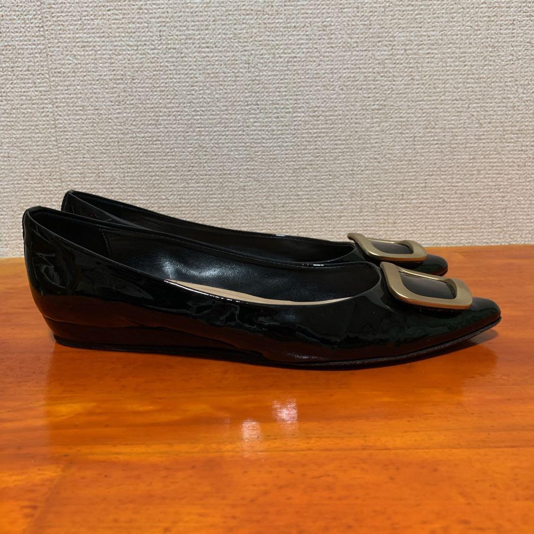 ファビオルスコーニ スクエアベルト エナメル フラットシューズ 25cm 39