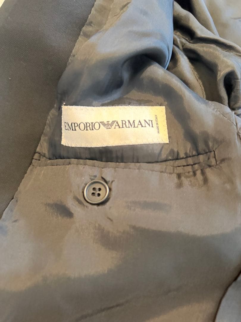 EMPORIO ARMANI 黒 シングルブレストスーツ52/50 カバー付き