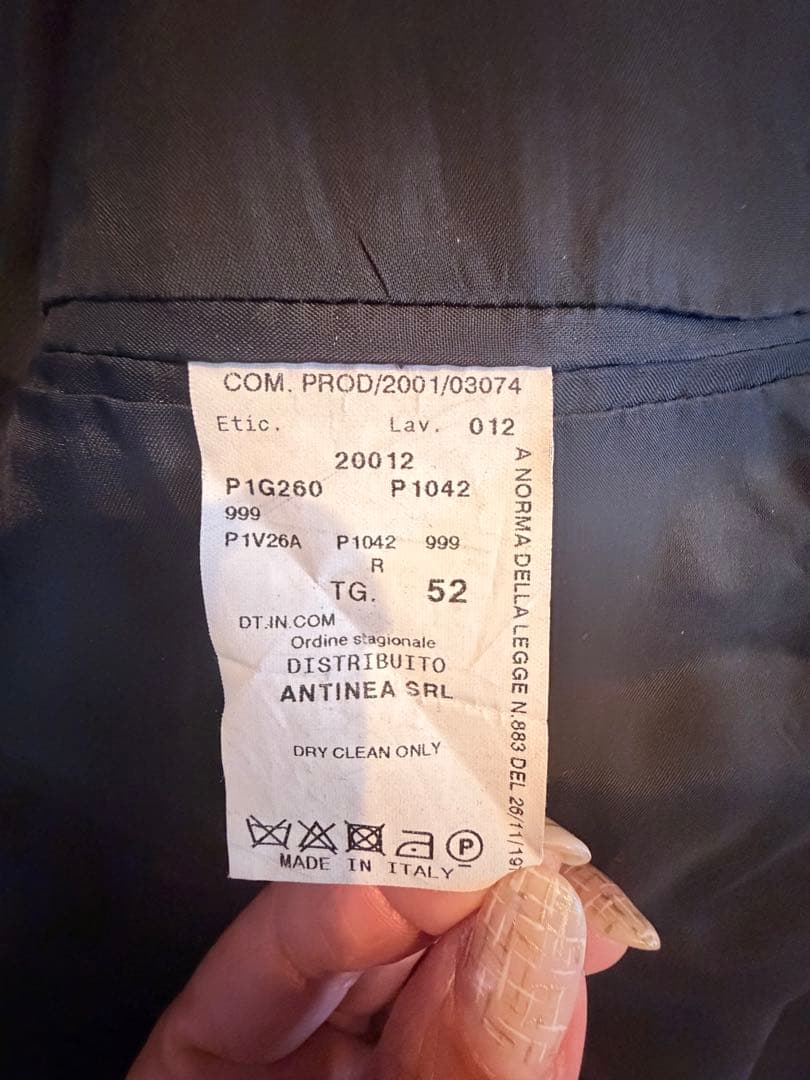 EMPORIO ARMANI 黒 シングルブレストスーツ52/50 カバー付き