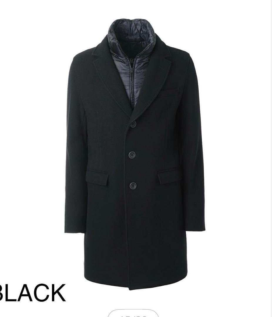 定価13万　HERNO ブラック チェスターコート　黒　50