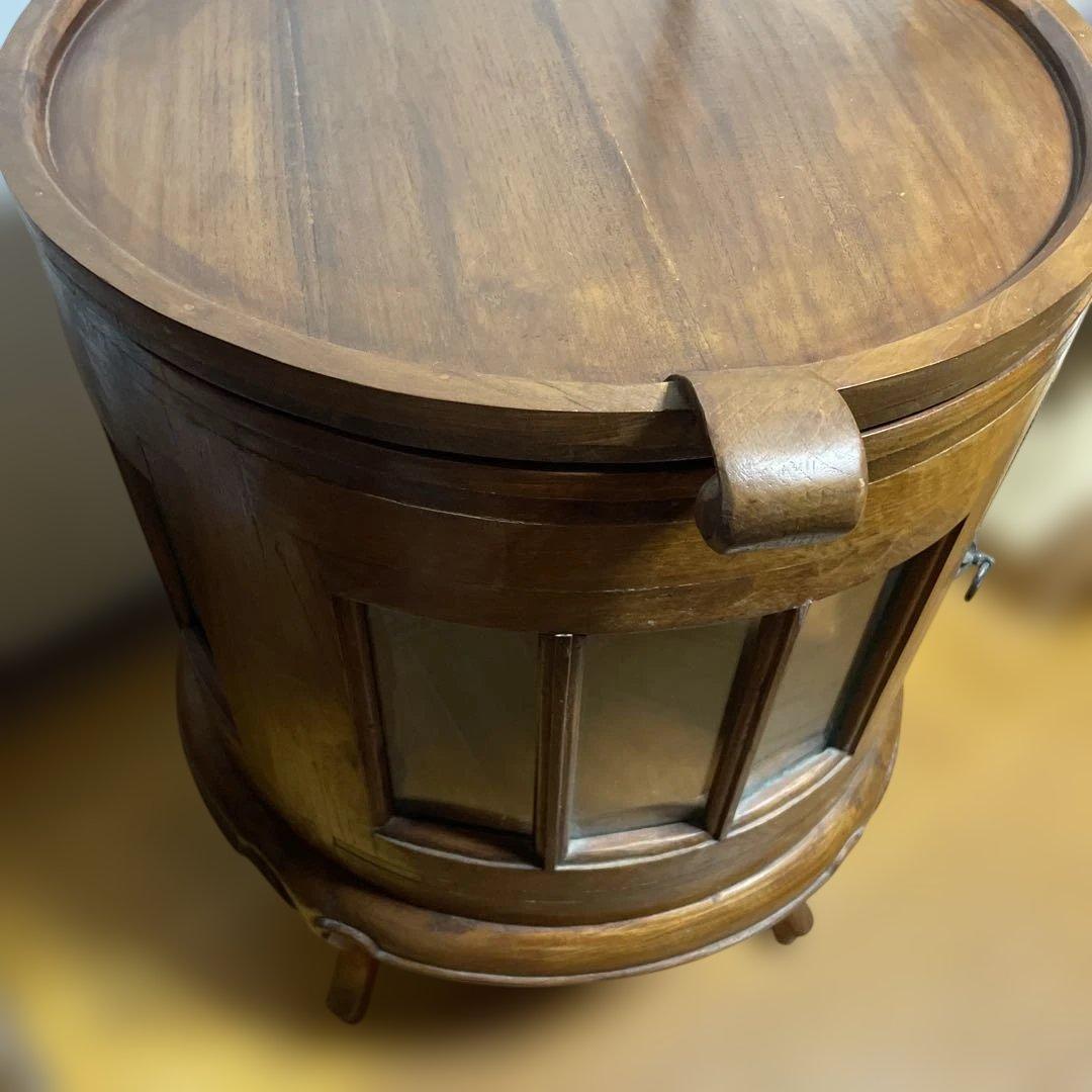 無垢材 イタリアクラシック家具 トレイ付きティーテーブル ガラスショーケース