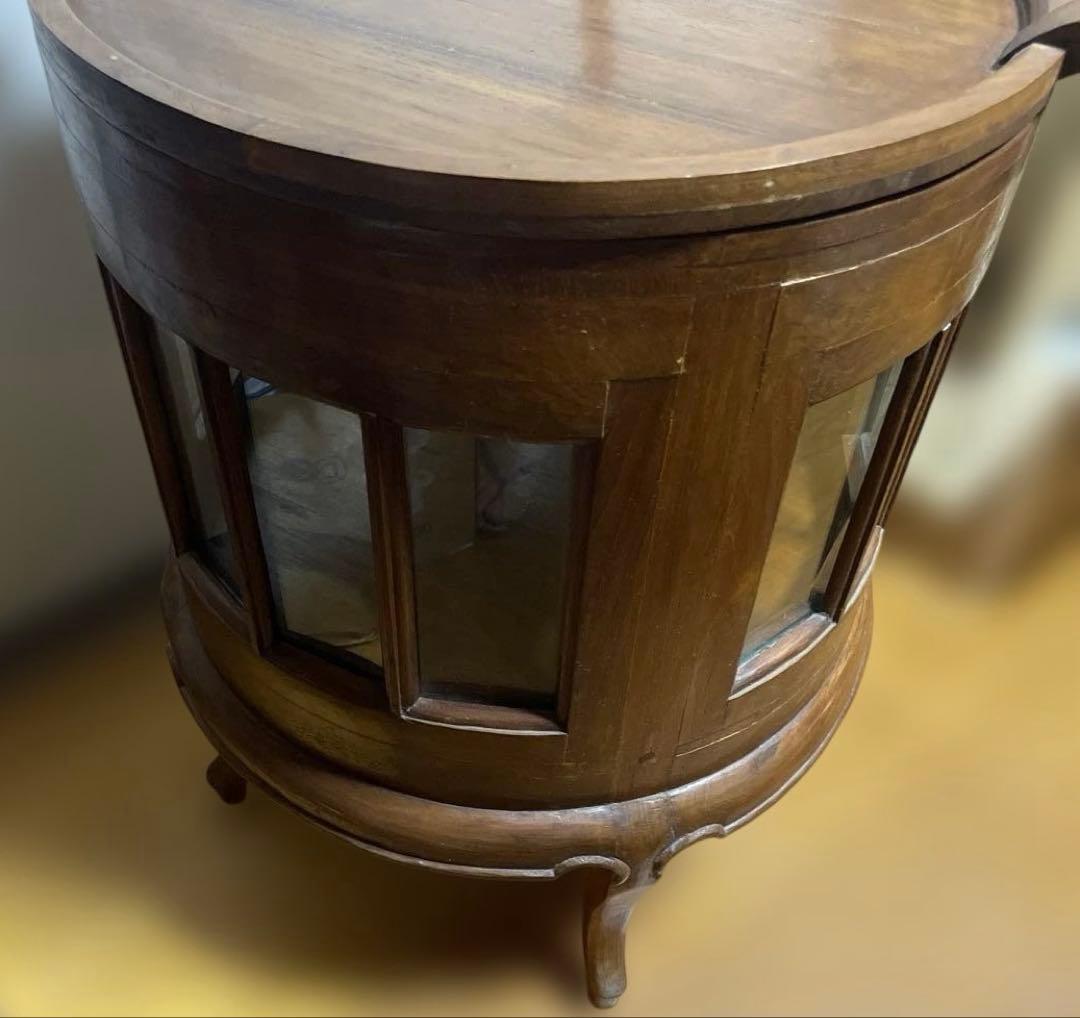 無垢材 イタリアクラシック家具 トレイ付きティーテーブル ガラスショーケース