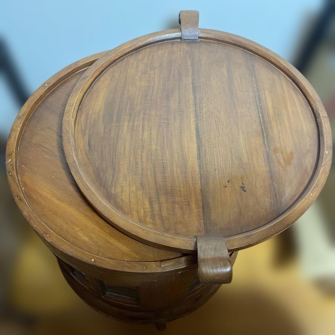 無垢材 イタリアクラシック家具 トレイ付きティーテーブル ガラスショーケース