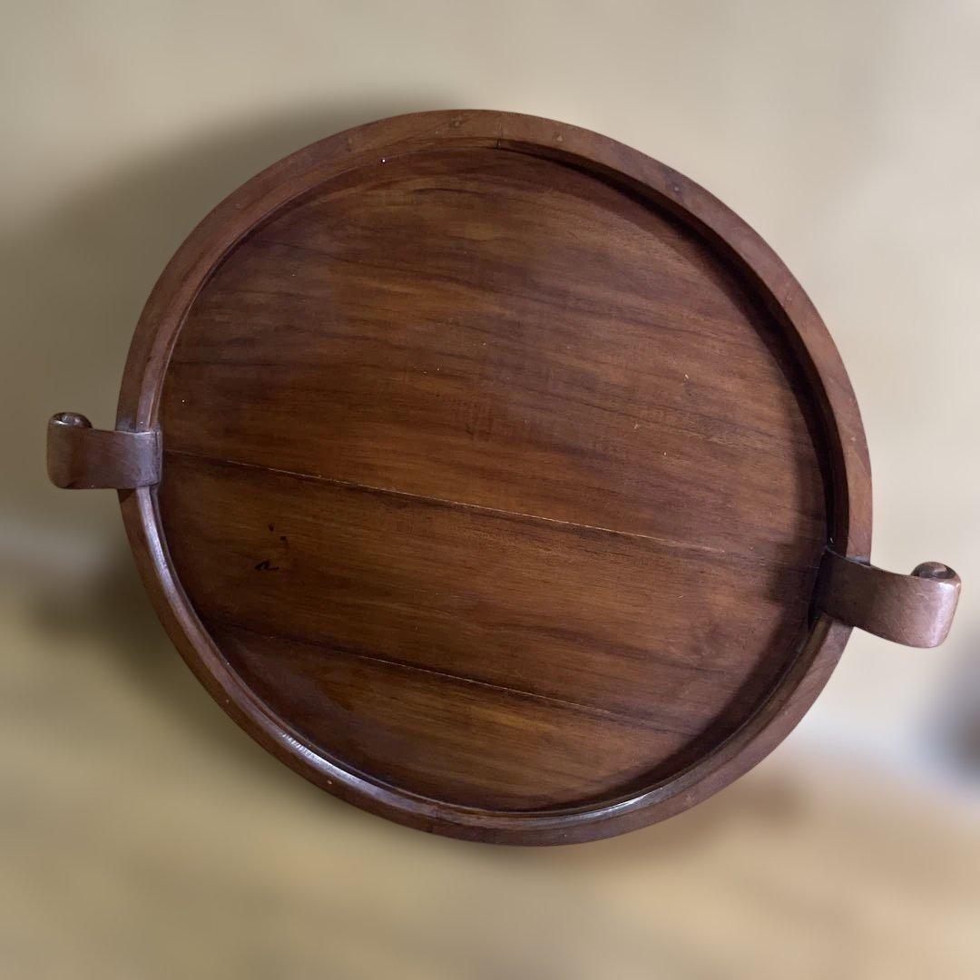 無垢材 イタリアクラシック家具 トレイ付きティーテーブル ガラスショーケース