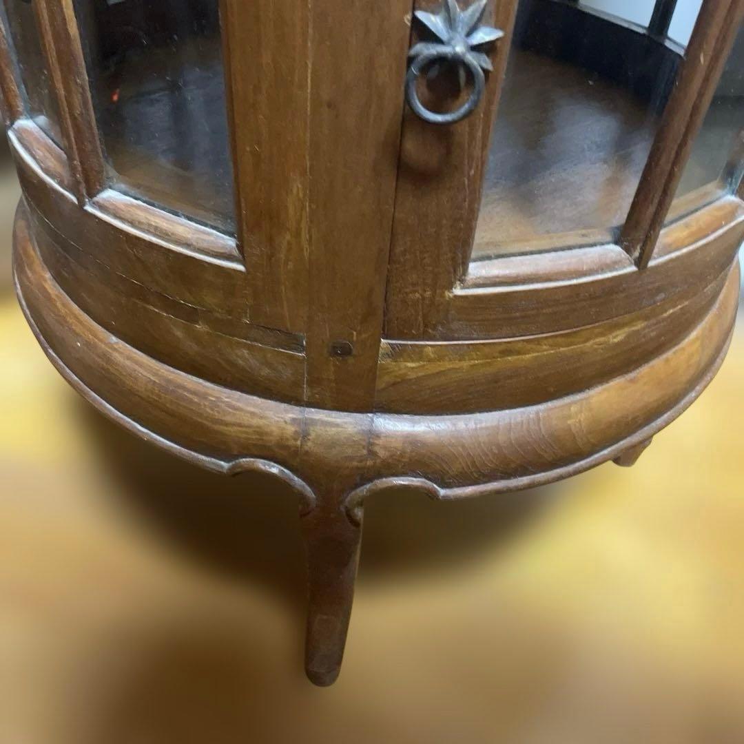 無垢材 イタリアクラシック家具 トレイ付きティーテーブル ガラスショーケース